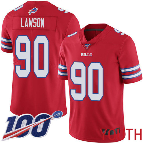 Youth Buffalo Bills 90 Shaq Lawson Limited Red Rush Vapor Untouchable 100th Season NFL Jersey